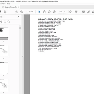 Tadano Crane GR-600E-2-00104 5 BOOM + 2 JIB,2M2D Parts Manual PDF