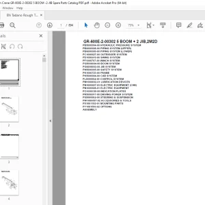 Tadano Crane GR-600E-2-00302 5 BOOM + 2 JIB,2M2D Parts Manual -PDF