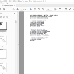 Tadano Crane GR-600E-2-00405 5 BOOM + 2 JIB,2M2D Parts Manual PDF
