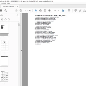 Tadano Crane GR-600E-3-00102 5 BOOM + 2 JIB,2M2D Parts Manual PDF