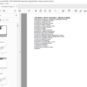 Tadano Crane GR-600N-1-00101 6 BOOM + JIB(FA),H,2M2D Parts Manual PDF