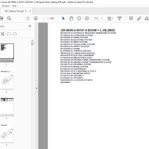 Tadano Crane GR-600N-2-00101 6 BOOM + 2 JIB,2M2D Parts Manual PDF