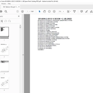 Tadano Crane GR-600N-2-00121 6 BOOM + 2 JIB,2M2D Parts Manual PDF