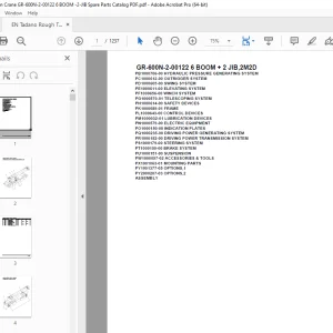 Tadano Crane GR-600N-2-00122 6 BOOM + 2 JIB,2M2D Parts Manual PDF