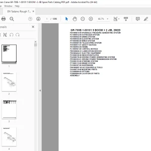 Tadano Crane GR-700E-1-00101 5 BOOM + 2 JIB, 2M2D Parts Manual PDF
