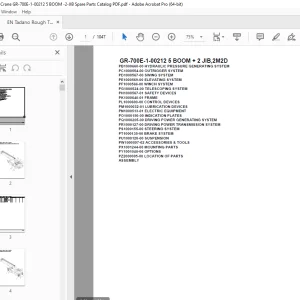 Tadano Crane GR-700E-1-00212 5 BOOM + 2 JIB,2M2D Parts Manual PDF