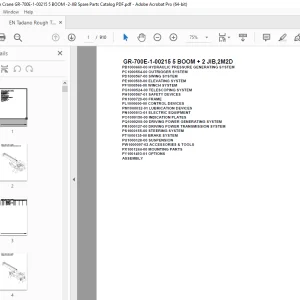 Tadano Crane GR-700E-1-00215 5 BOOM + 2 JIB,2M2D Parts Manual PDF