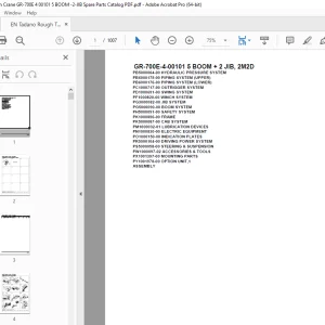 Tadano Crane GR-700E-4-00101 5 BOOM + 2 JIB, 2M2D Parts Manual PDF