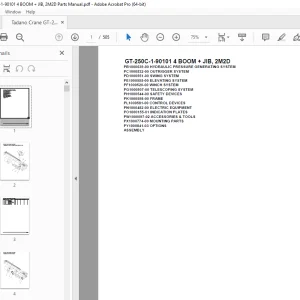 Tadano Crane GT-250C-1-90101 4 BOOM + JIB, 2M2D Parts Manual PDF