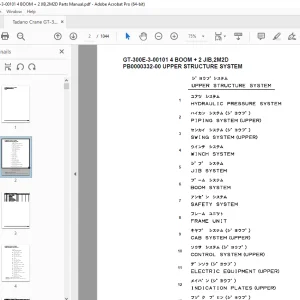 Tadano Crane GT-300E-3-00101 4 BOOM + 2 JIB,2M2D Parts Manual PDF