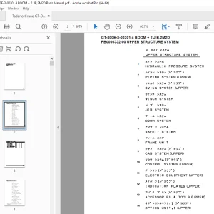 Tadano Crane GT-300E-3-00301 4 BOOM + 2 JIB,2M2D Parts Manual PDF