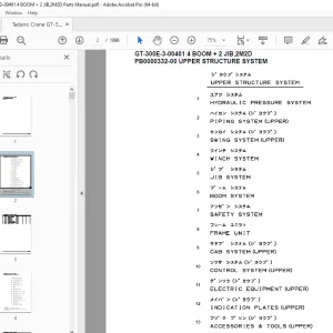 Tadano Crane GT-300E-3-00401 4 BOOM + 2 JIB,2M2D Parts Manual PDF