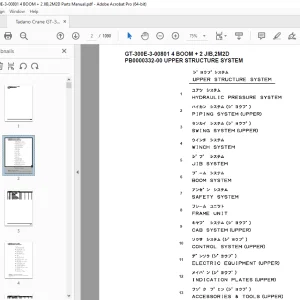 Tadano Crane GT-300E-3-00801 4 BOOM + 2 JIB,2M2D Parts Manual - PDF DOWNLOAD