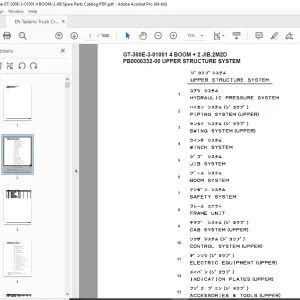 Tadano Crane GT-300E-3-01001 4 BOOM + 2 JIB,2M2D Parts Manual PDF