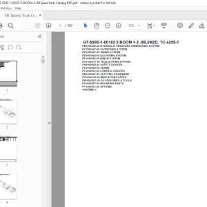 Tadano Crane GT-550E-1-00102 5 BOOM + 2 JIB,2M2D, TC-4255-1 Parts Manual PDF