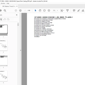 Tadano Crane GT-550E-1-00202 5 BOOM + JIB, 2M2D, TC-4255-1 Parts Manual PDF