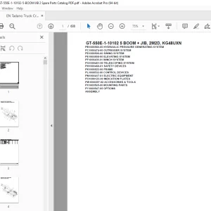 Tadano Crane GT-550E-1-10102 5 BOOM + JIB, 2M2D, KG48UXN Parts Manual PDF