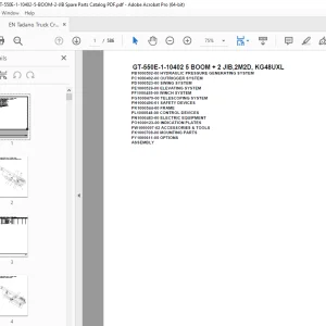 Tadano Crane GT-550E-1-10402 5 BOOM + 2 JIB,2M2D, KG48UXL Parts Manual PDF