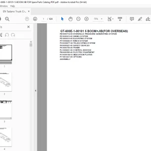 Tadano Crane GT-600E-1-00101 5 BOOM+JIB(FOR OVERSEAS) Parts Manual PDF