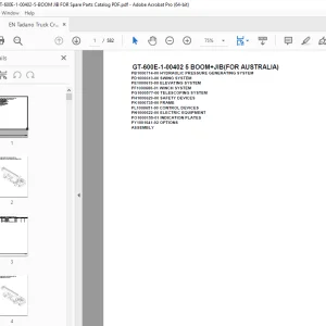 Tadano Crane GT-600E-1-00402 5 BOOM+JIB(FOR AUSTRALIA) Parts Manual PDF