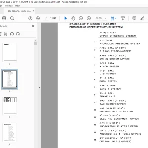 Tadano Crane GT-600E-3-00101 5 BOOM + 2 JIB,2M2D Parts Manual PDF