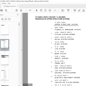 Tadano Crane GT-600E-3-00201 5 BOOM + 2 JIB,2M2D Parts Manual PDF