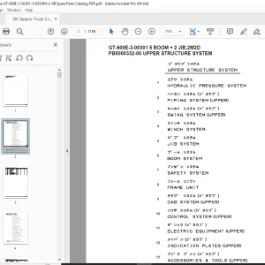 Tadano Crane GT-600E-3-00301 5 BOOM + 2 JIB,2M2D Parts Manual PDF