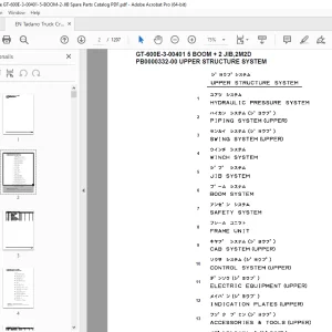 Tadano Crane GT-600E-3-00401 5 BOOM + 2 JIB,2M2D Parts Manual PDF