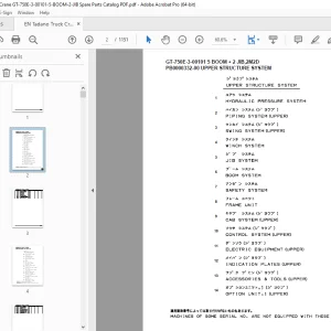 Tadano Crane GT-750E-3-00101 5 BOOM + 2 JIB,2M2D Parts Manual PDF
