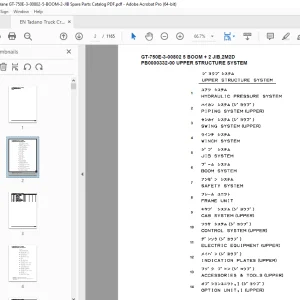 Tadano Crane GT-750E-3-00802 5 BOOM + 2 JIB,2M2D Parts Manual PDF