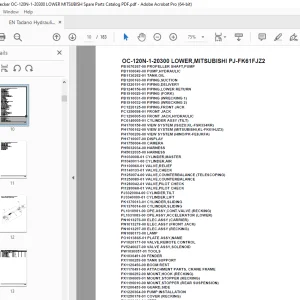 Tadano Crane OC-120N-1-20300 LOWER,MITSUBISHI PJ-FK61FJZ2 Parts Manual PDF