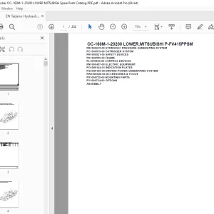 Tadano Crane OC-160M-1-20200 LOWER,MITSUBISHI P-FV415PPSM Parts Manual PDF