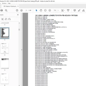 Tadano Crane OC-33W-1-60500 LOWER,TOYOTA PB-XZU331-TKTQS3 Parts Manual PDF