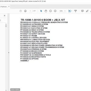 Tadano Hydraulic Crane TR-100M-1-00105 6 BOOM + JIB,X,10T Parts Manual