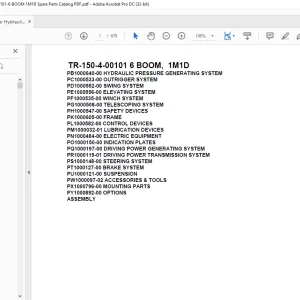 Tadano Hydraulic Crane TR-150-4-00101 6 BOOM, 1M1D Parts Manual -  PDF DOWNLOAD