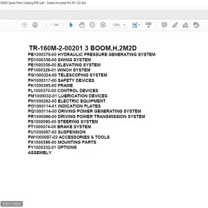 Tadano Hydraulic Crane TR-160M-2-00201 3 BOOM,H,2M2D Parts Manual  - PDF