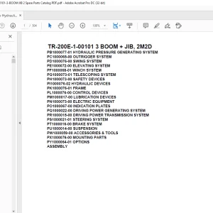 Tadano Hydraulic Crane TR-200E-1-00101 3 BOOM + JIB, 2M2D Parts Manual