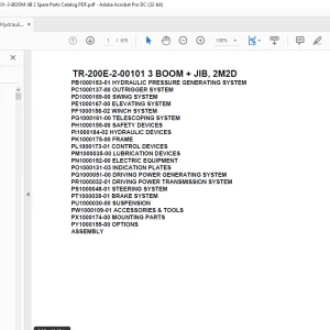 Tadano Hydraulic Crane TR-200E-2-00101 3 BOOM + JIB, 2M2D Parts Manual -  PDF DOWNLOAD