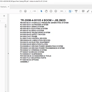 Tadano Hydraulic Crane TR-200M-4-00105 4 BOOM + JIB,2M2D Parts Manual