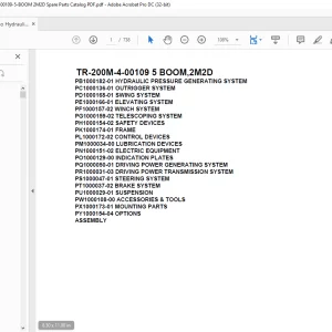 Tadano Hydraulic Crane TR-200M-4-00109 5 BOOM,2M2D Parts Manual -  PDF DOWNLOAD