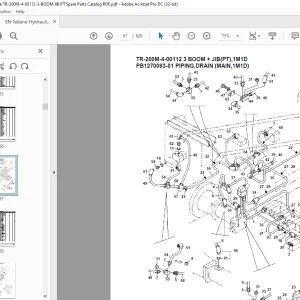 Tadano Hydraulic Crane TR-200M-4-00112 3 BOOM + JIB(PT),1M1D Parts Manual