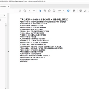 Tadano Hydraulic Crane TR-250M-4-00103 4 BOOM + JIB(PT),2M2D Parts Manual