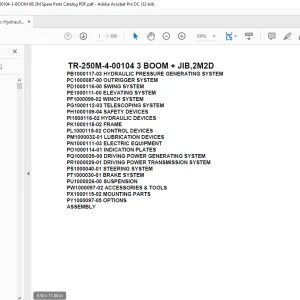 Tadano Hydraulic Crane TR-250M-4-00104 3 BOOM + JIB,2M2D Parts Manual - PDF DOWNLOAD
