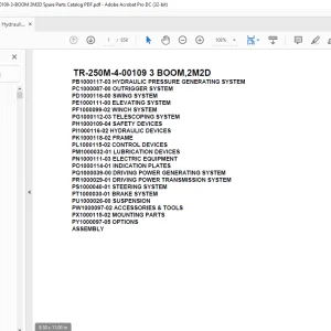 Tadano Hydraulic Crane TR-250M-4-00109 3 BOOM,2M2D Parts Manual - PDF  DOWNLOAD