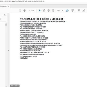 Tadano Hydraulic Crane TR-300E-2-00201 4 BOOM + 2 JIB, 2M2D Parts Manual