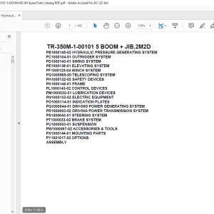 Tadano Hydraulic Crane TR-350M-1-00101 5 BOOM + JIB,2M2D Parts Manual - PDF