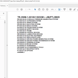 Tadano Hydraulic Crane TR-350M-1-00106 5 BOOM + JIB(PT),2M2D Parts Manual