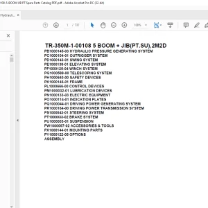 Tadano Hydraulic Crane TR-350M-1-00108 5 BOOM + JIB(PT.SU),2M2D Parts Manual
