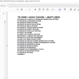 Tadano Hydraulic Crane TR-350M-1-00203 5 BOOM + JIB(PT),2M2D Parts Manual