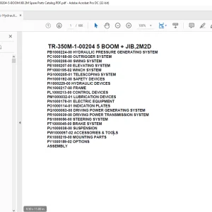 Tadano Hydraulic Crane TR-350M-1-00204 5 BOOM + JIB,2M2D Parts Manual